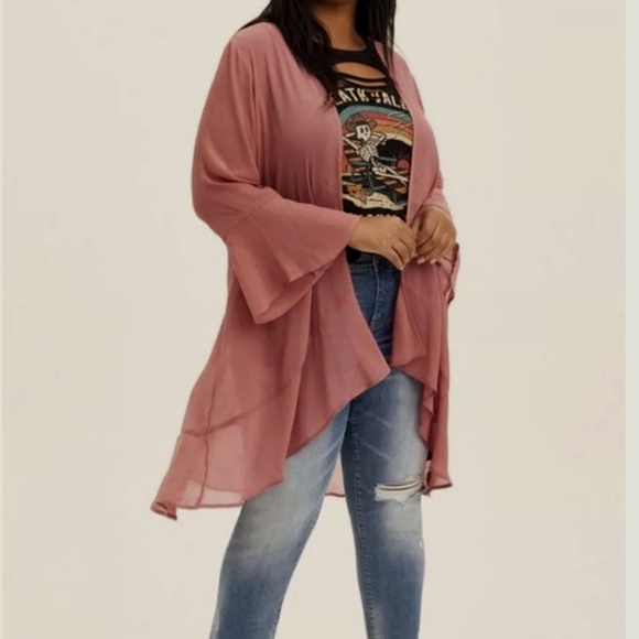 torrid Sweaters - TORRID Chiffon Tulip Sleeve Kimono